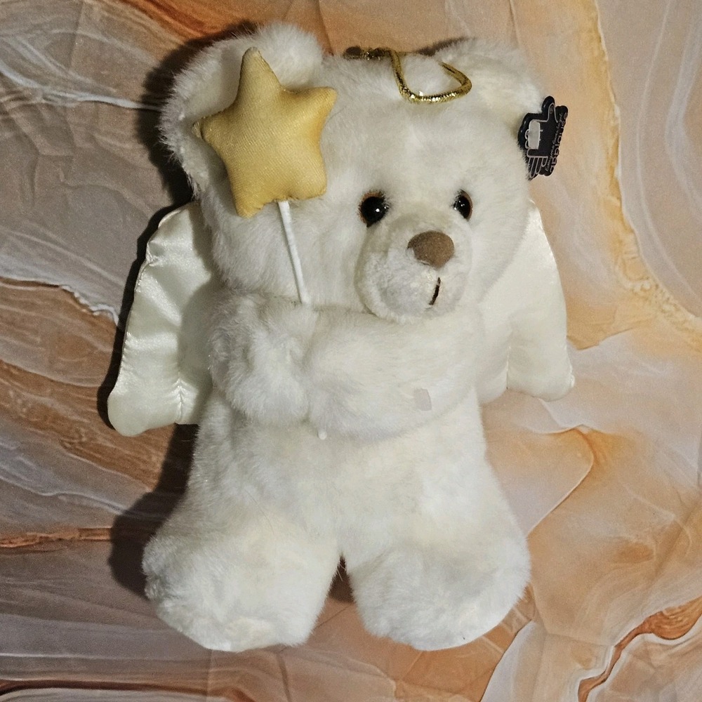 Vintage 1987 Applause Lil Angel Teddy Bear Plush Star Wand Wings Halo